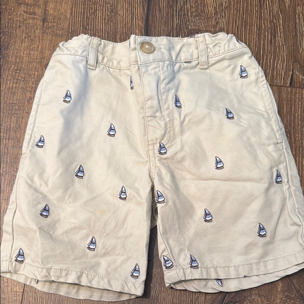 Janie and Jack khaki sailboat shorts embroidered 3T